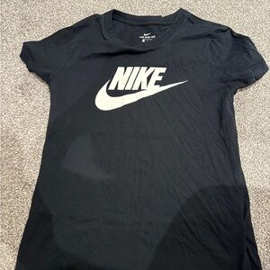 Nike Women's Black Tee with White Logo